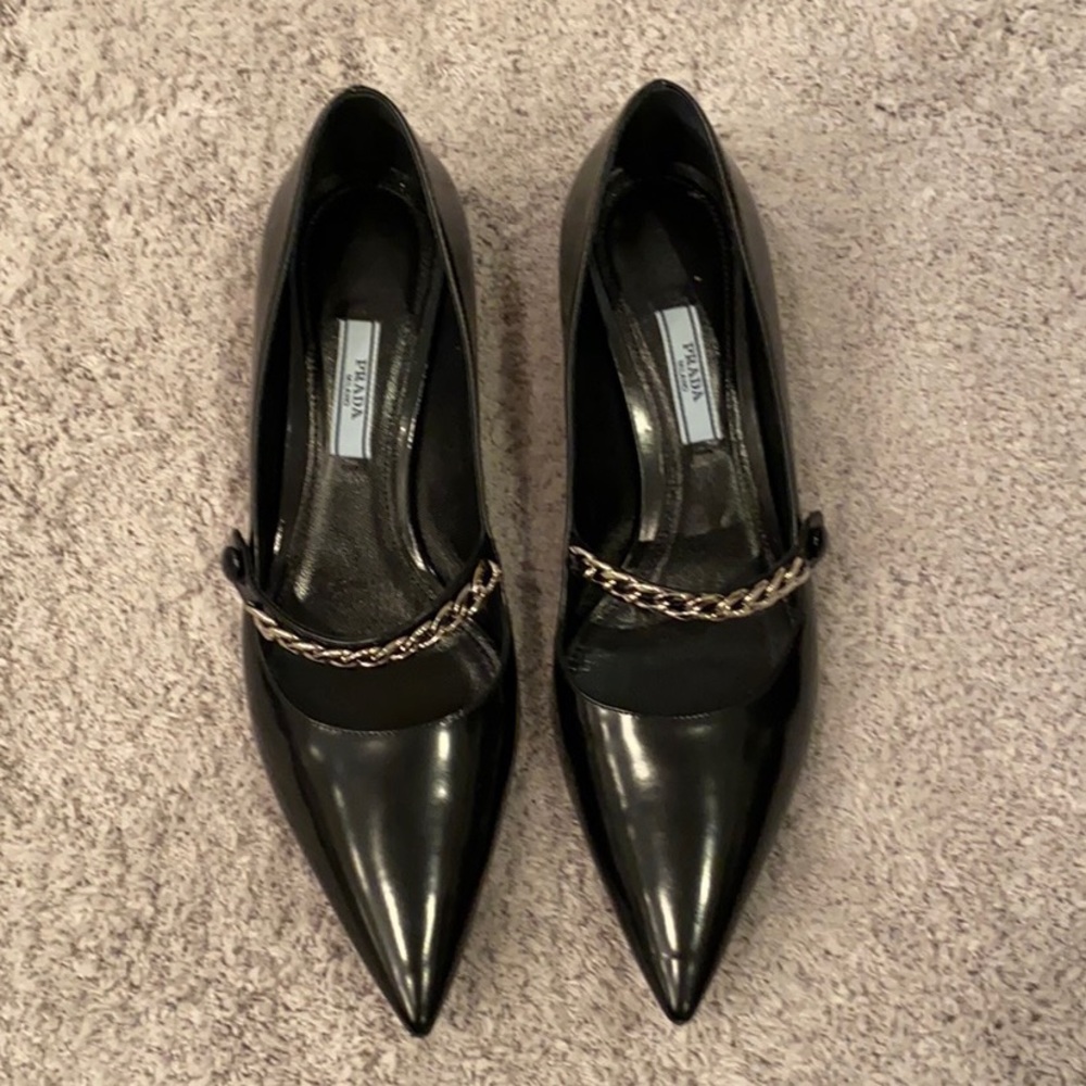 Prada Mary Jane Style Kitten Heels Sz 39.5